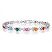 Personalized Planet Women's XOXO Family Birthstone Bracelet - 8.25in