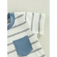 thumbnail image 5 of Franhais Baby Boys 2Pcs Summer Outfits, Short Sleeve Striped Print Pocket Tops + Shorts Set, 5 of 7