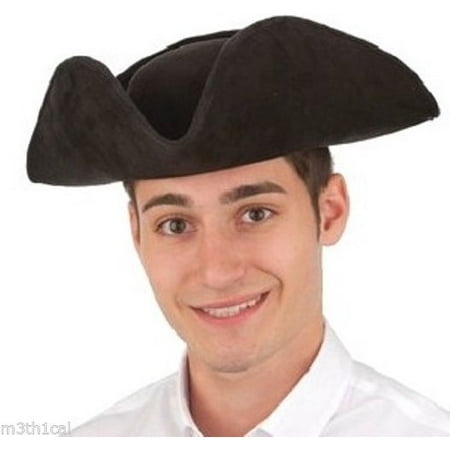 Adult Faux Suede Colonial Tri-Corner Tricorn Pirate Revolutionary Costume Hat