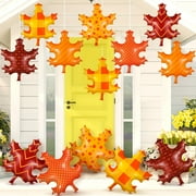 18pcs Thanksgiving Inflatable Maple Leaf Outdoor Decorations Autumn Maple Leaf Inflatable Hanging Ornaments Fall Blow Up PVC Inflatable Maple Leaf Ornaments For Harvest Party Supplies