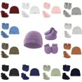 thumbnail image 2 of Gorro para bebé de 1 a 3 piezas, conjunto de calcetines y guantes con letras bordadas, accesorios de fotografía infantil, gorro de regalo para recién nacido, 2 of 4