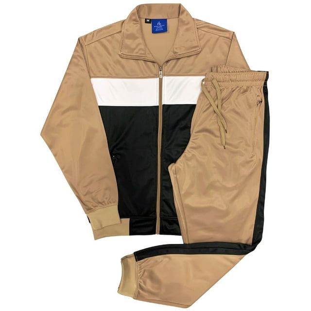 Men's 2-Piece Tracksuit Coral Blocks Jogger Track Jacket & Trackpants Jogging Suit Outfit