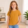 thumbnail image 3 of Girls Short Sleeve T Shirts Kids Summer Basic Tee Crewneck Cute Tops Ginger,2-3 Years, 3 of 6