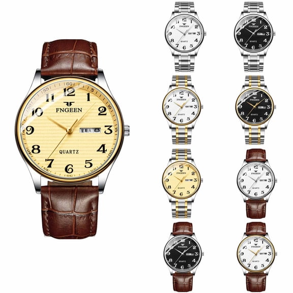 Resicozy Unisex Watches Stainless Large Numer Easy to Quartz Sports Business Classic Watch for Men Women with Date Brown White