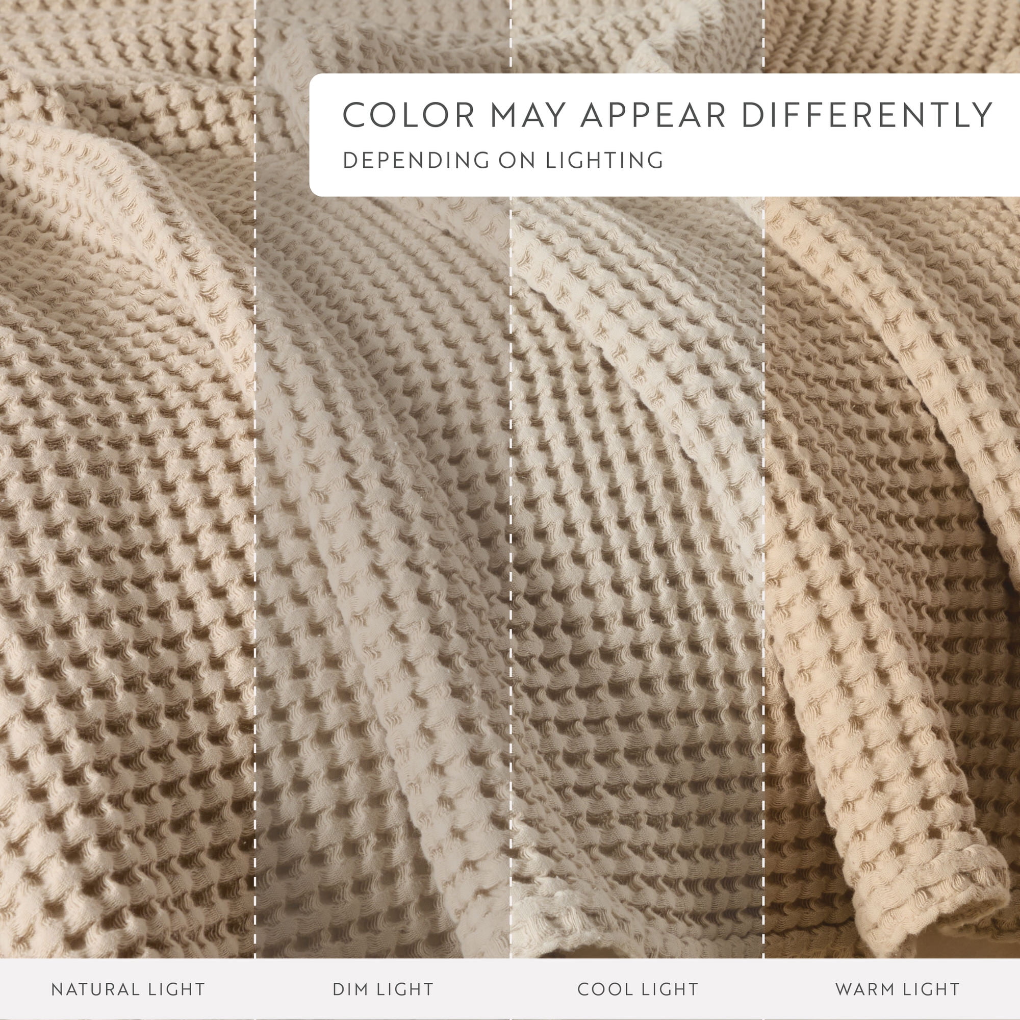 Noble Linens 100% Cotton Waffle Texture Bed Blanket, Tan, Full/Queen