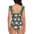 thumbnail image 6 of Yiaed Daisies Flowers Print Women's Ruffled One Piece Swimsuit V Neck Swimwear Slimming Monokini for Woman-XX-Large, 6 of 8