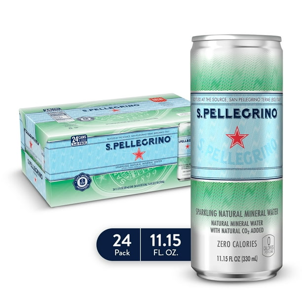 S.Pellegrino Sparkling Natural Mineral Water, 11.15 fl oz. Cans (24