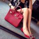 thumbnail image 5 of Bolso de cuero para mujer, bolso Birkin de piel de vaca de primera capa con patrón de lichi, bolso cruzado portátil de hombro, 5 of 5