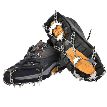 Replacement Spikes Cleats Funsparks Ice Cleats Snow Spikes Crampons Unisex Anti Slip Shoes Grippers w/ 18 Teeth Stainless Steel ()