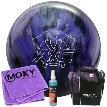 Hammer Axe Purple/Smoke Bowling Ball | Moxy Strike Purple Bowling Bag | Moxy Purple Micro Fiber Towel | Moxy Xtreme Power Cleaner Package