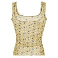 thumbnail image 4 of Floral Print Mesh See Through Camis Womens Square Neck Tank Top Sleeveless Lightweight Trendy Y2K Lace Sheer Slim Fit Sexy Going Out Blouse, 4 of 8