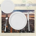 thumbnail image 3 of Ambesonne USA Place Mats Set of 4, Manhattan Skyline Sunset, Standard Size, Blue Orange White, 3 of 6