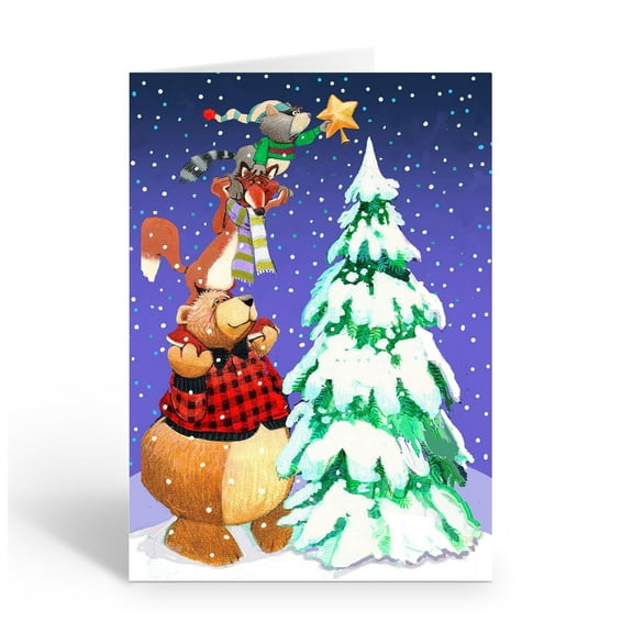 Stonehouse Collection Forest Animals Christmas Greeting Card Set – 12 Pack with Envelopes – Made in the USA (Standard)