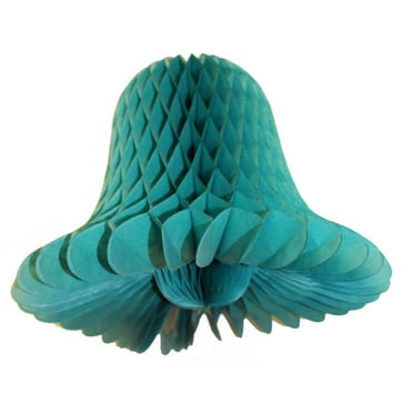 6-pack 9 Inch Hanging Honeycomb Tissue Paper Bell Decoration, Teal Green, by Devra Party