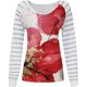 thumbnail image 4 of Mujeres Primavera Moda O-cuello Raya Suelta Impreso Patchwork Blusa Tops Pullover Fridja FKASFK143, 4 of 5