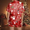 thumbnail image 5 of Lounge Sets for Women – Relaxed Pajama Sets Perfect for Postpartum Comfort or Lazy Weekend Vibes Women's Casual Christmas Print Pajama Set Silk Satin Short Sleeve Button Up Top And Shorts Set, 5 of 7