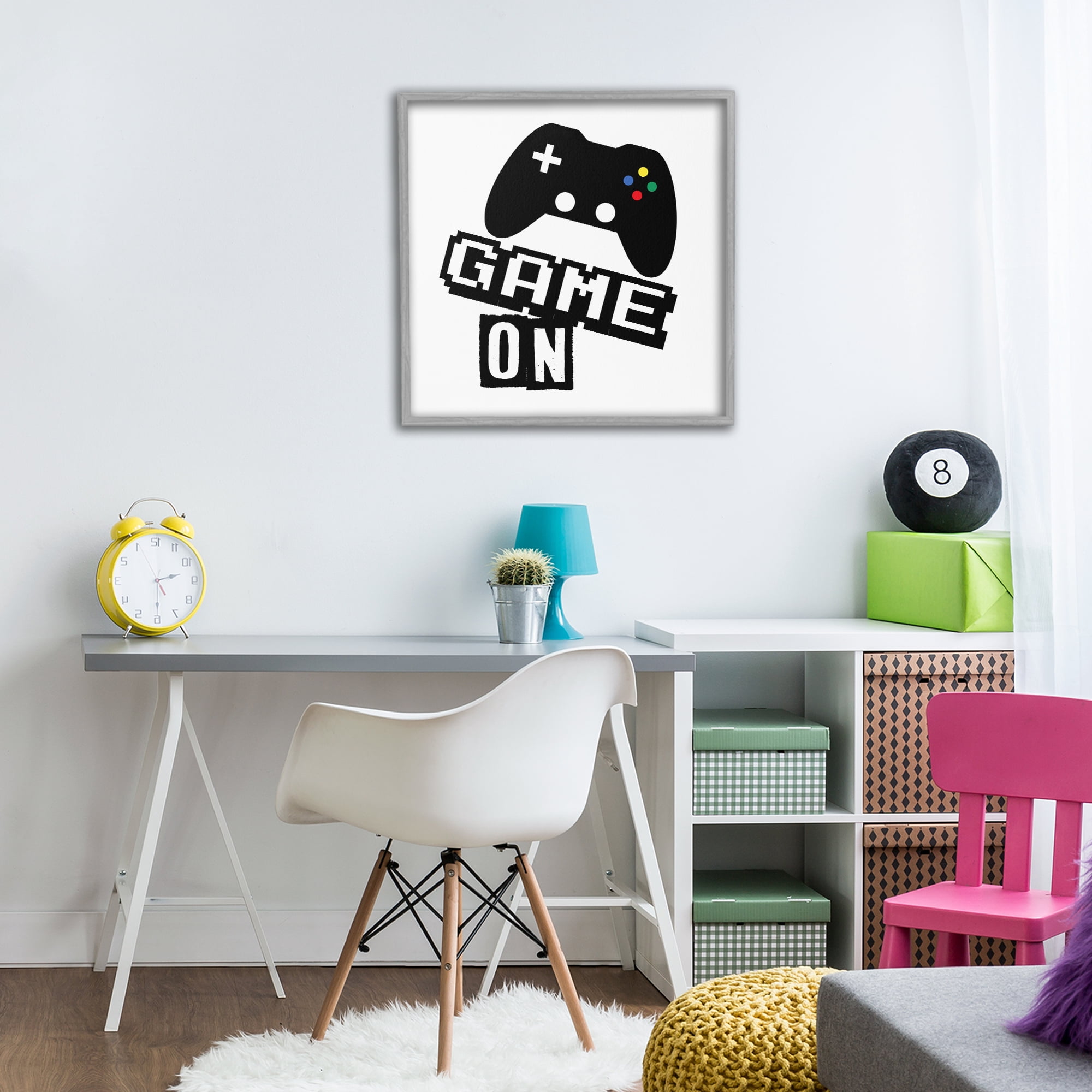 Stupell Industries Playful Game On Gray Framed Giclee Art, design by Marcus Prime