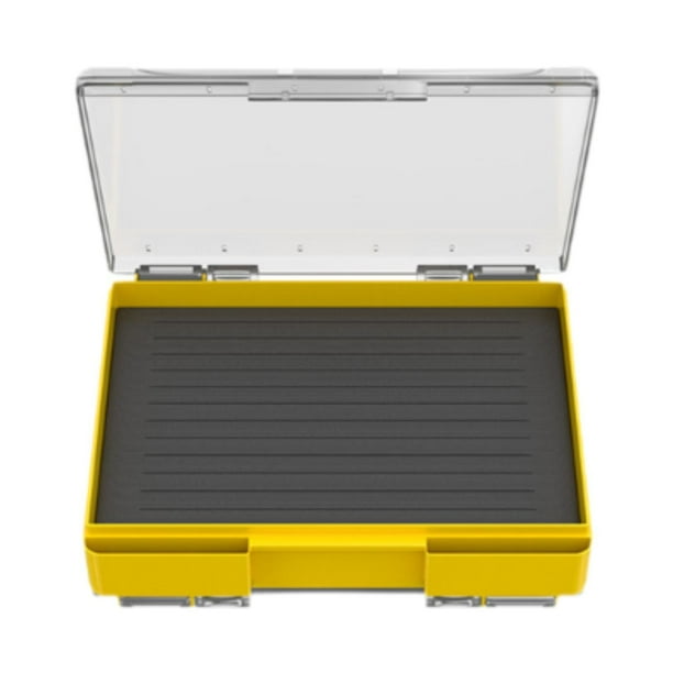 Caja de aparejos de pesca con mosca, bandeja organizadora de señuelos, equipo con doble lateral de espuma viscoelástica para jigs Amarillo