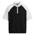 thumbnail image 6 of Men's Stand Collar T-Shirt, Sports Zipper Top Quick Dry Breathable, Short Sleeve Half Zip Athletic Fit, Moisture Wicking Stretch Fabric, Casual Gym Workout Running Golf | Zenithor,Black L, 6 of 6