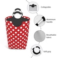 thumbnail image 4 of Picia Red Polka Dot Laundry Basket With Handles Laundry Hamper Toys Storage Organizer Foldable Bucket Washing Bin Dirty Clothes Bag For Home Bathroom Bedroom Dorm, 4 of 6
