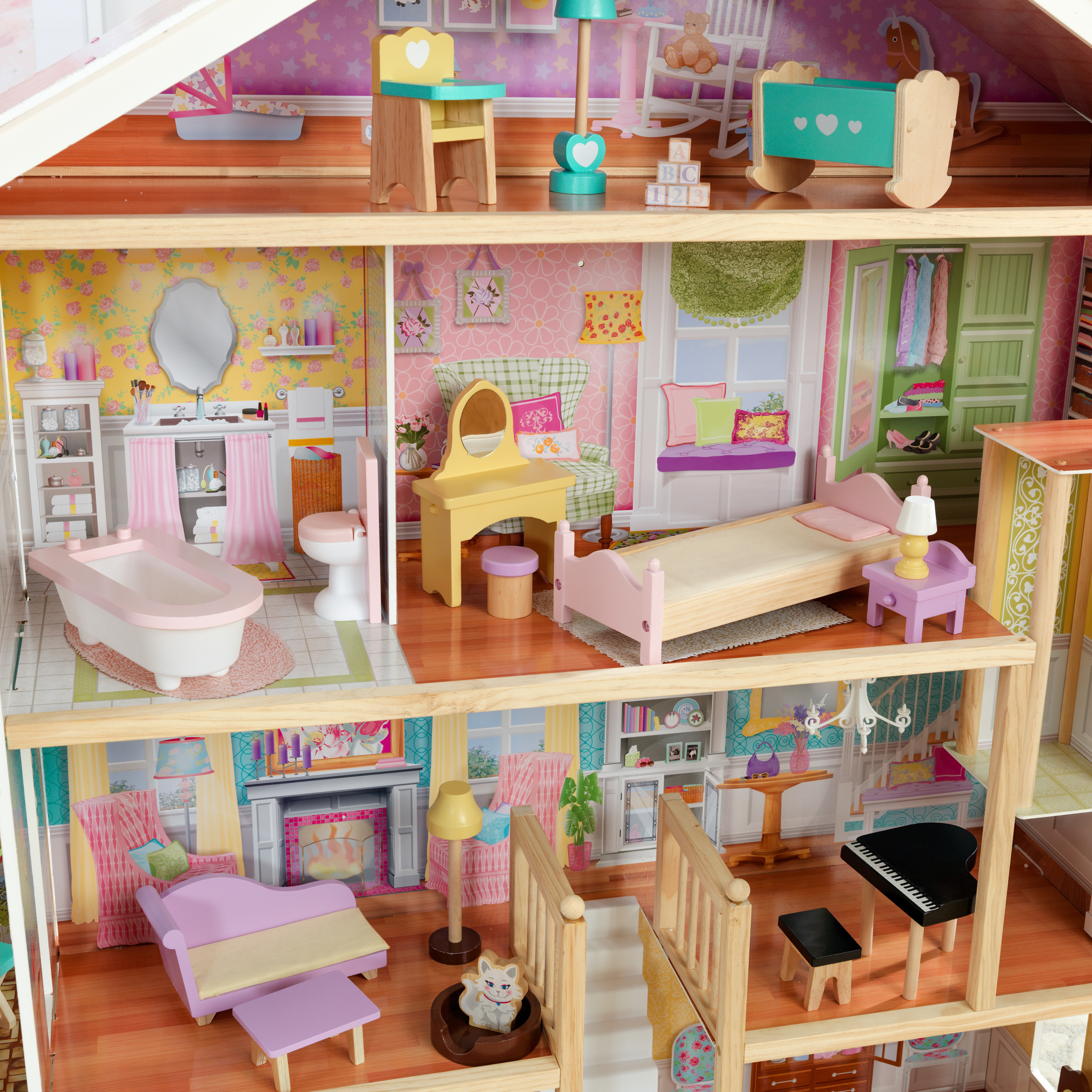 KidKraft Grand View Mansion Wooden Dollhouse with 34 Accessories, Ages 3 and up - image 5 of 14