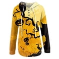 thumbnail image 4 of Femmes Halloween Sweat-Shirts Citrouille Impression Col Rond Pull à Manches Longues Oversize Pull-Overs Jaune XXL, 4 of 6
