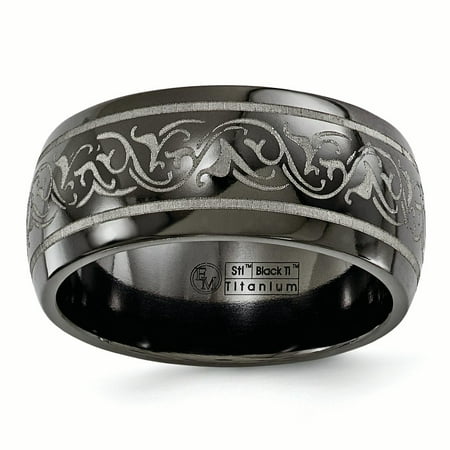 Edward Mirell Titanium Domed Laser Patterned 10mm Wedding Ring Band Size 9.00 Man Classic Designed Fashion Jewelry Dad Mens Gift Set