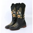 thumbnail image 6 of Cowboy Boots for Women's Mid Calf Cowgirl Western Shoes Sunflower Embroidery Stitched Square Toe Low Heel Ankle Boot, 6 of 7