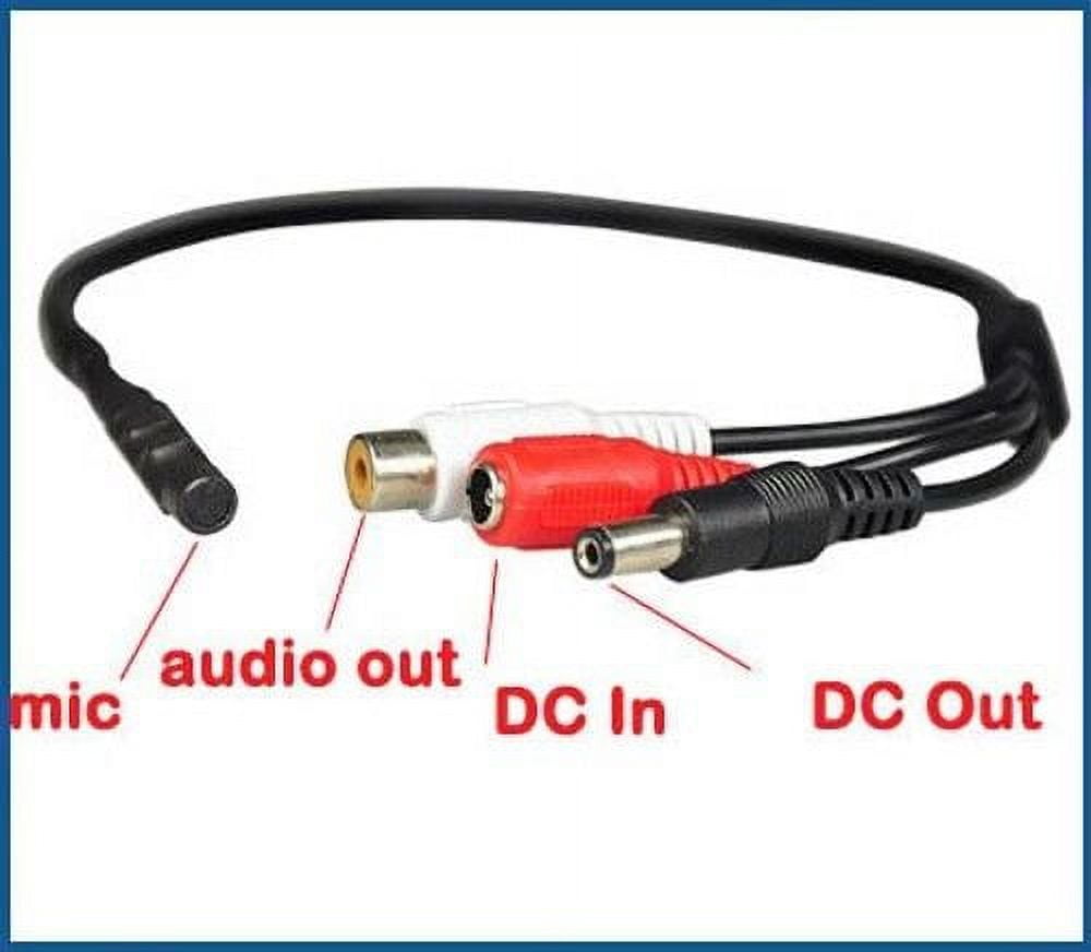 Evertech CCTV Microphone Kit with 100 Feet Pre-made CCTV Cable and 12V DC Power Supply