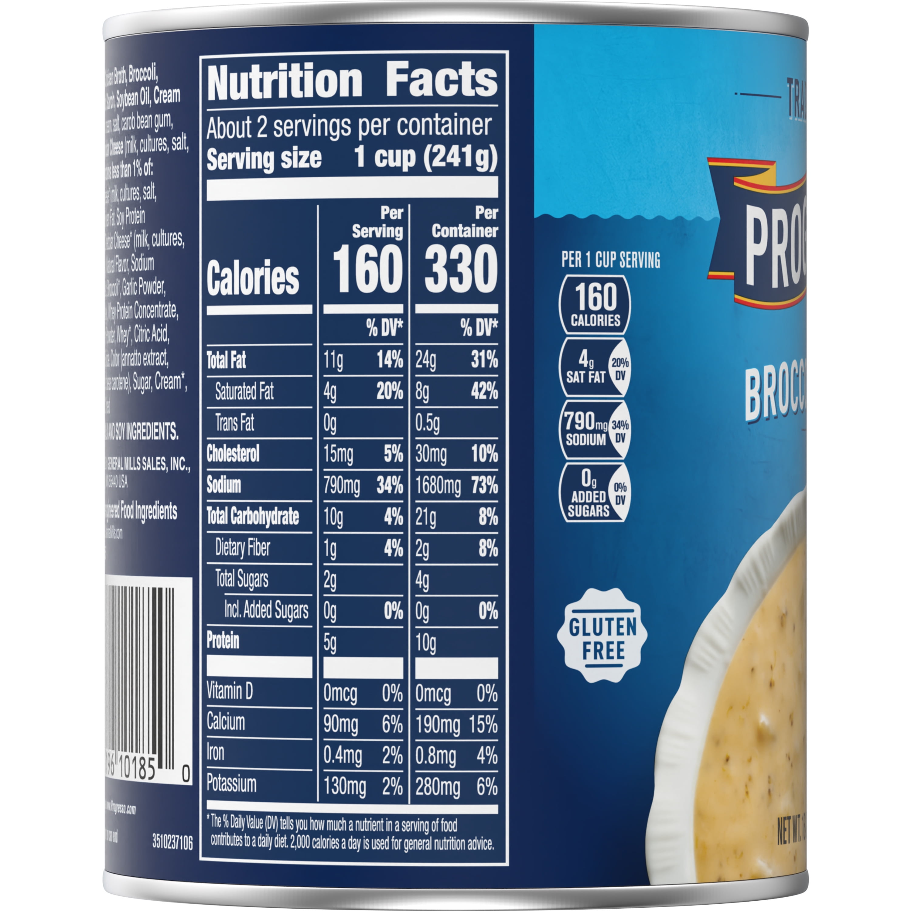 (12 pack) Progresso Traditional, Broccoli Cheese Canned Soup, Gluten Free, 18 oz.