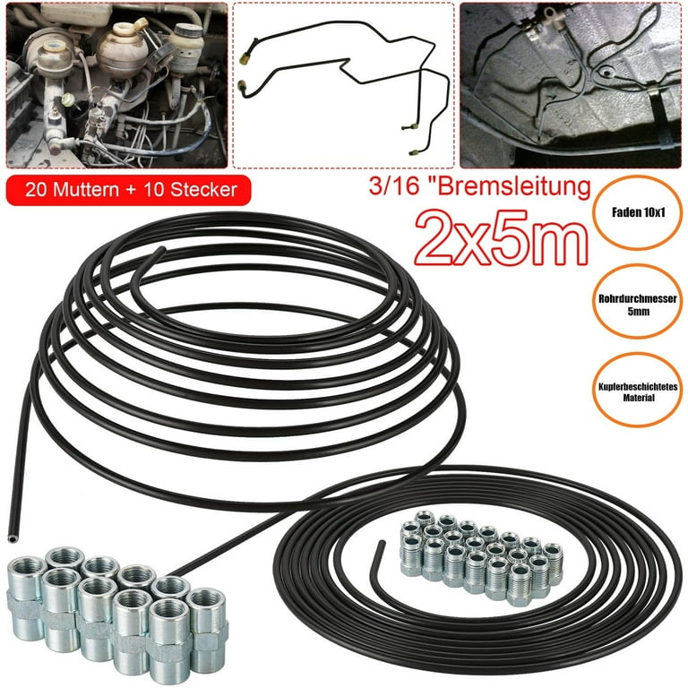 2*5M 3/16 (4.75Mm) Brake Pipe With 20 Nuts And 10 Connector Kit