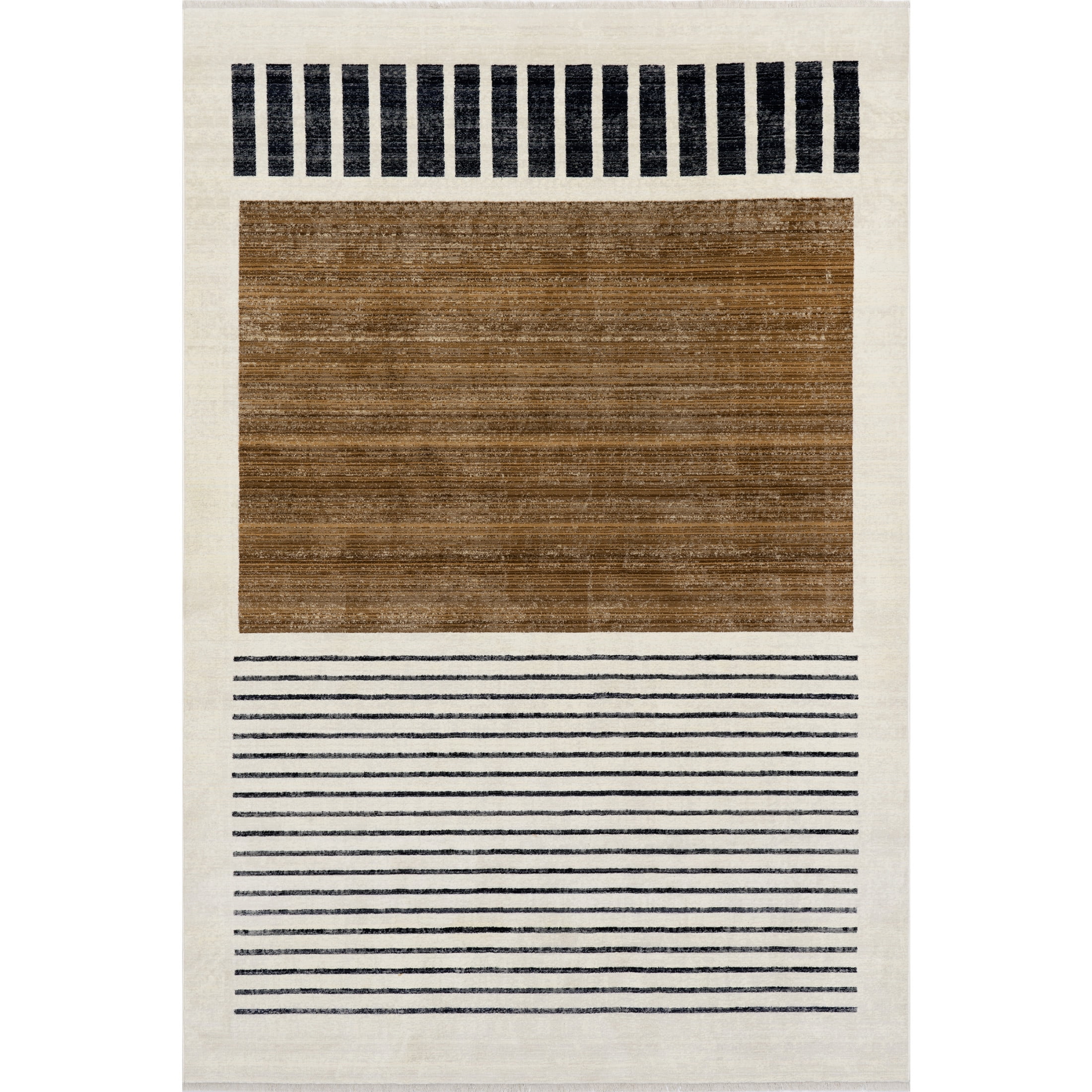 nuLOOM Keeva Modern Striped Fringe Area Rug, 3' 3" x 5', Keeva Beige