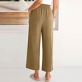 thumbnail image 3 of Womens Wide Leg Palazzo Pants Summer Beach High Waisted Cropped Flowy Pants 2026 Dressy Casual Trousers with Pockets Brown L, 3 of 6