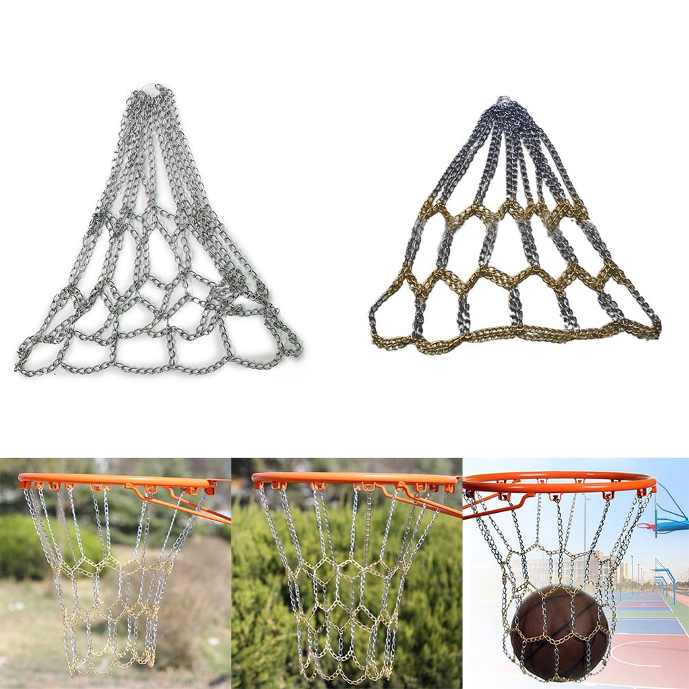 Metal Basketball Net Chain Netting Sports Rims Basket Frame Double Color Net Silver & Gold