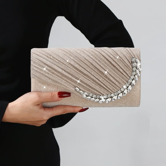 Jaucin Women's clutch bag formal evening bag beige diamond handbag crossbody bag bridal wedding prom party wallet