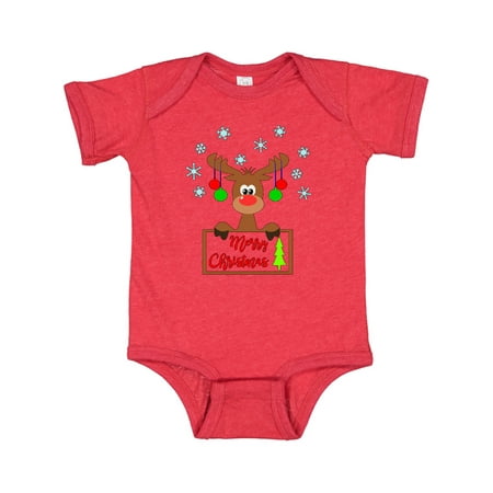 

Inktastic Merry Christmas Cute Reindeer with Decorations Gift Baby Boy or Baby Girl Bodysuit