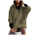 thumbnail image 2 of Gifts Usmixi Womens Sweatshirt Coat Knitted Coat for Women Casual Solid Open Front Full Zipper Hooded Jacket Long Sleeve Oversized Sweatshirt Outwear Winter Sweatshirt Coat, 2 of 7