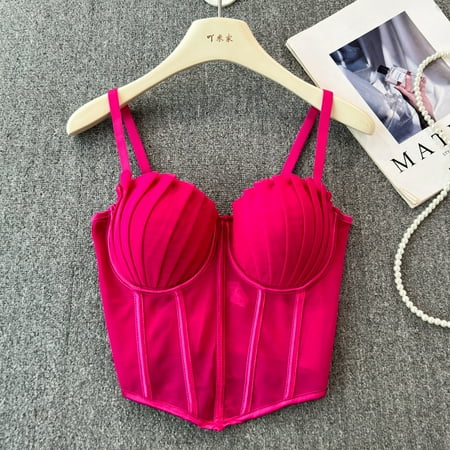 Sexy Camisole Female Spaghetti Strap Folds Solid Color Backless Tank Top Women with Built in Bra Outwear Camis Summer Dropship