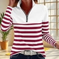 thumbnail image 4 of Tnhcen Women's Long Sleeve Quarter Zip Striped Fleece Lined Sweatshirt Casual Half Zipper Pullover Plus Size Striped Tee Loose Fit Mock Neck Top, 4 of 4