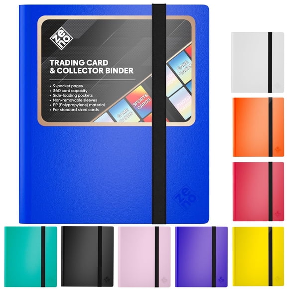 Carpeta para cartas coleccionables ZENO de 9 bolsillos, capacidad para 360 cartas, azul
