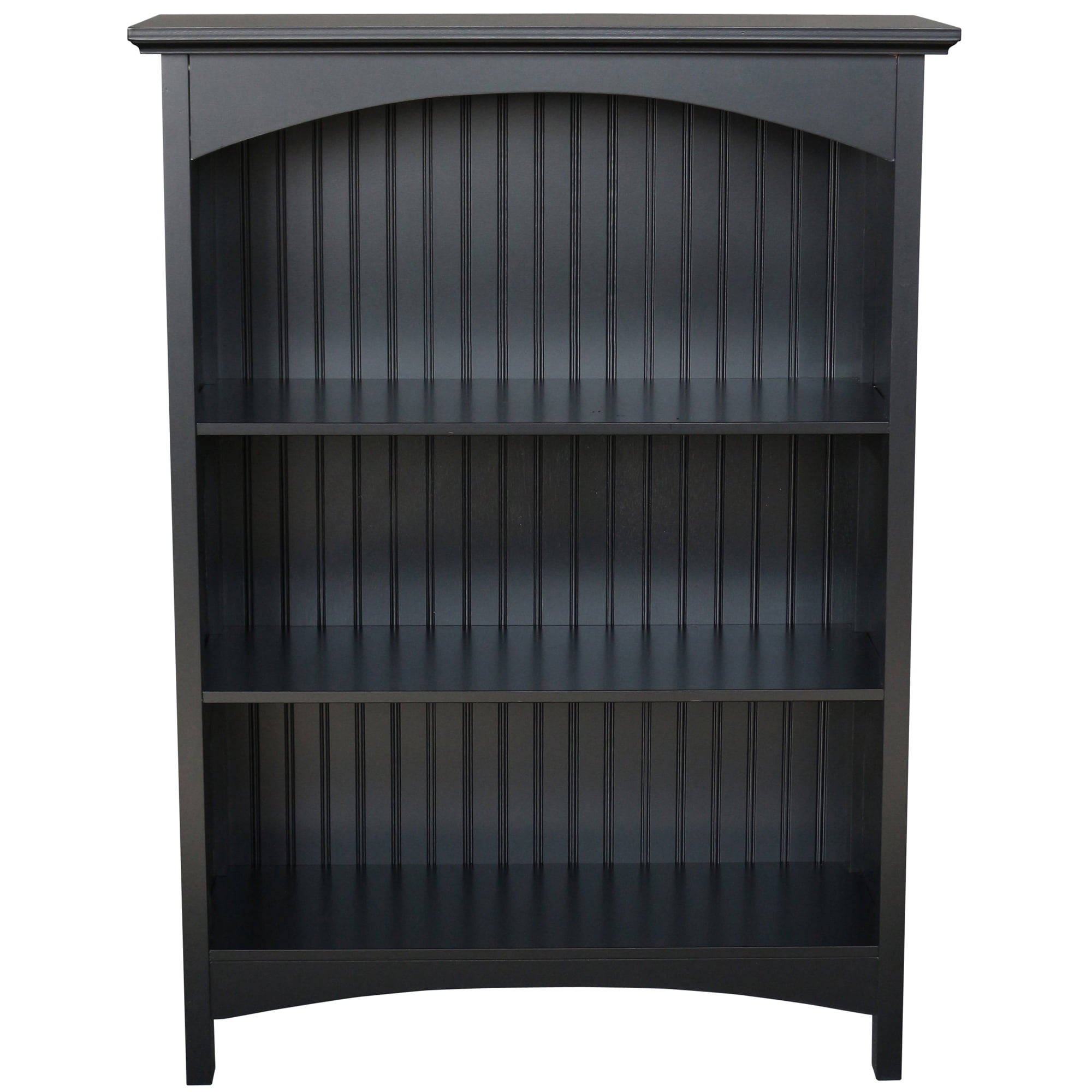 eHemco 3 Tier Storage Shelf Bookcase with 2 Arched Supports, 40 Inches Height, Black
