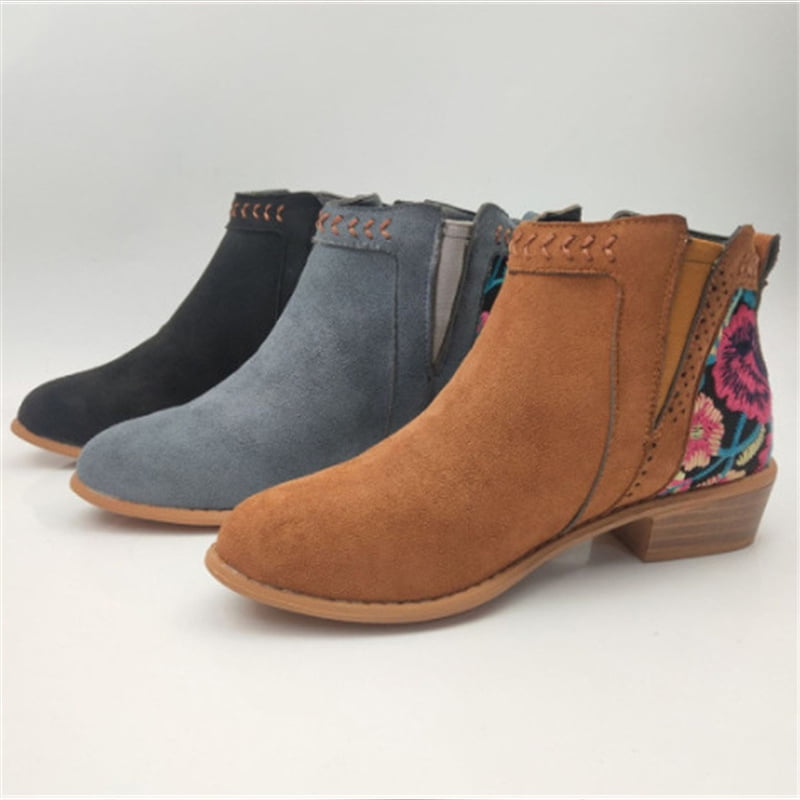 brown and gray boots