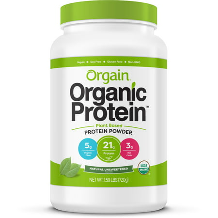 Orgain Organic Vegan Protein Powder, Unsweetened, 21g Protein, 1.6