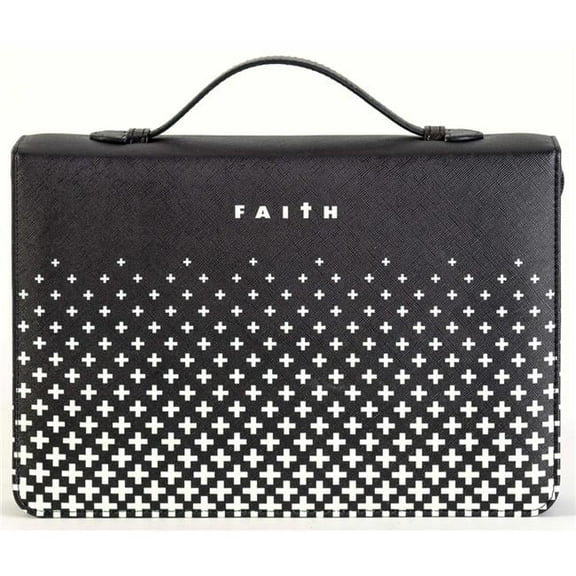 White Dove Designs 213001 Faith Cross Bible Cover, Black & White - Extra Large