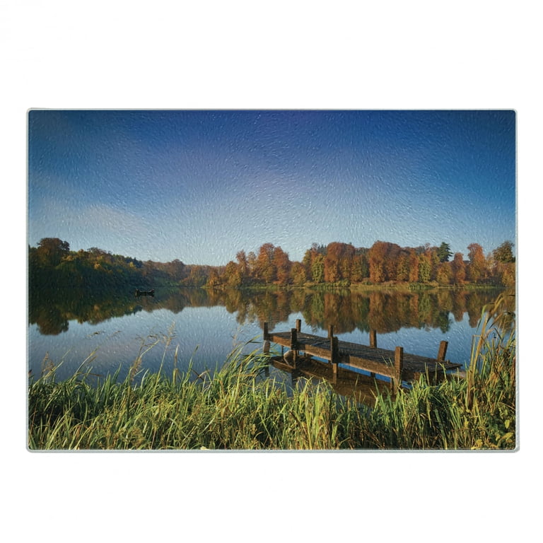Scenery Cutting Board, Lake View Fishing Countryside Themed Trees and Reeds  Work of Art Photo, Decorative Tempered Glass Cutting and Serving Board,  Small Size, Multicolor, by Ambesonne - Walmart.com