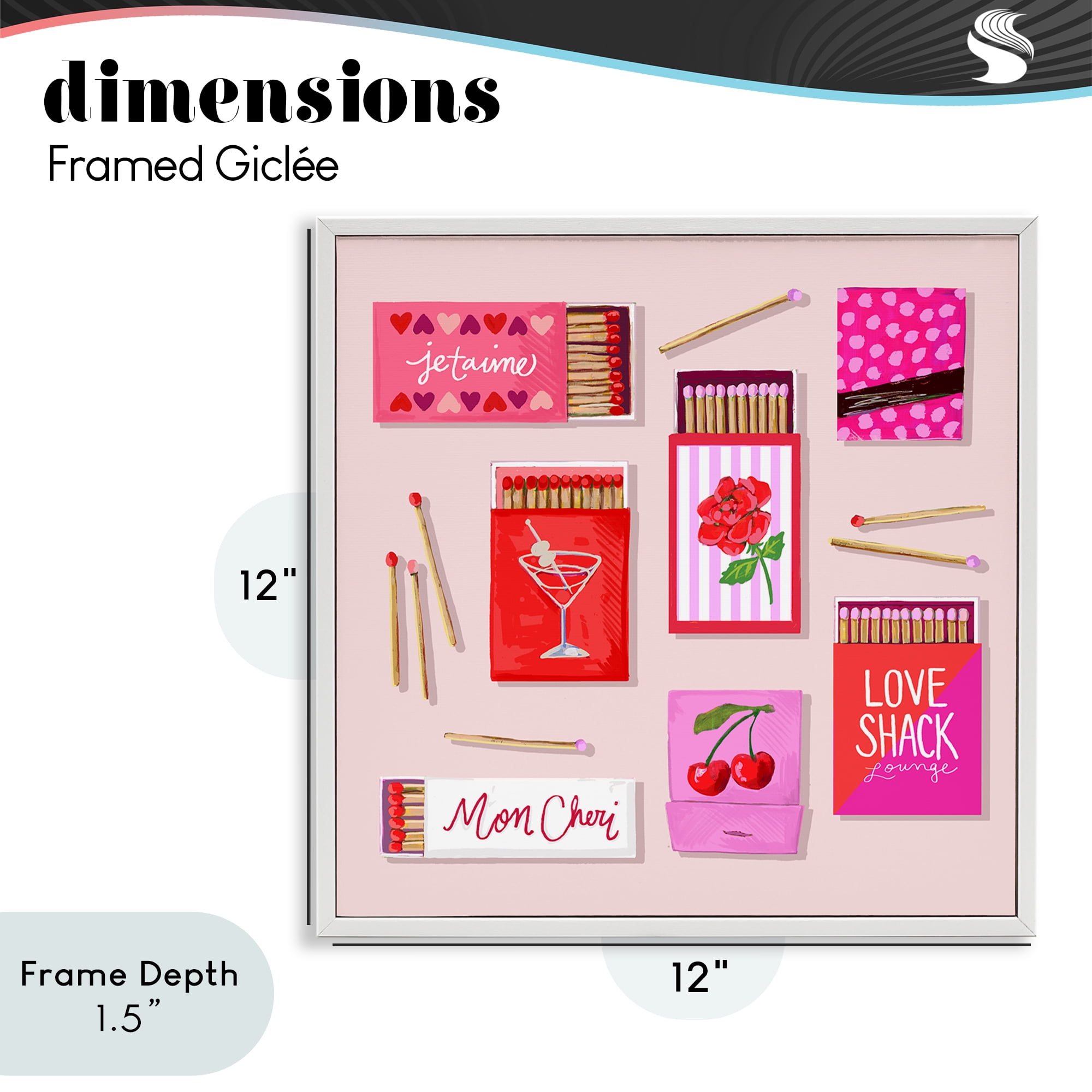 Stupell Industries Je T'aime Romantic Matchbox Set White Framed Giclee Art, design by Rachael Reese