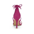 thumbnail image 2 of BLISSFUL STEP Women's Shoes Stiletto High Heel Ankle Wrap Tie Open Toe Faux Suede Sandals Hot Pink 8, 2 of 7