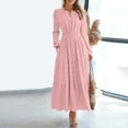 thumbnail image 4 of Qulqfy Long Sleeve Wedding Guest Dresses for Women Pink Maxi V Neck A Line Elastic Waist Tiered Dresses Dresses for Women XL, 4 of 9