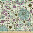thumbnail image 2 of Abstract Upholstery Fabric by the Yard, Retro Drawn Doodled Floral Elements Bloomed Roses and Swirled Geometric, Decorative Fabric for DIY and Home Accents, Multicolor by Ambesonne, 2 of 5