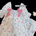 thumbnail image 3 of Vestido de pijama informal para mujer, camisón tejido de manga corta con dibujos animados de Hello Kitty, en el pecho con almohadillas, novedad de verano, 3 of 5